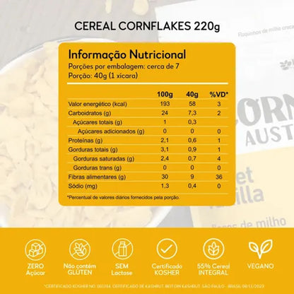 Cereal Matinal Cornflakes Harts Natural Australia Zero 220g