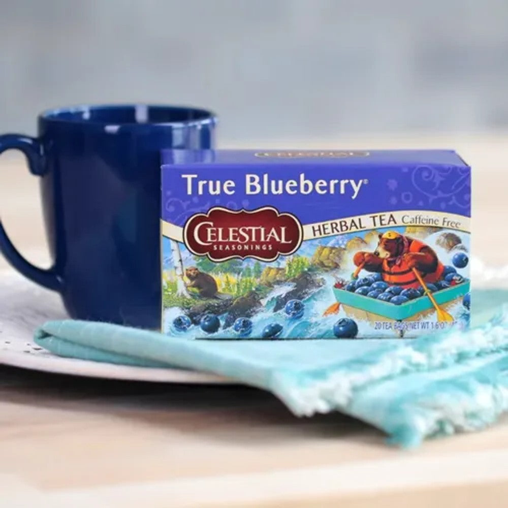 Chá Celestial Seasonings True Blueberry 20 Sachês 45g Sem Cafeína