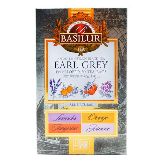 Chá Preto Basilur Earl Grey Sabores Sortidos 20 Sachês 40g