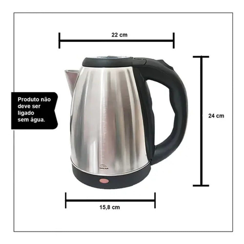 Chaleira Elétrica Mimo Style Inox 1.8L 1150W 220V com Desligamento Automático