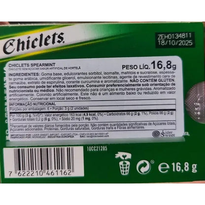 Chiclets Spearmint Sem Açúcar 16,8g Empório Daruma