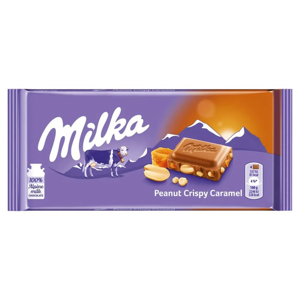 Chocolate Milka Ao Leite com Amendoim e Caramelo Crocante 90g