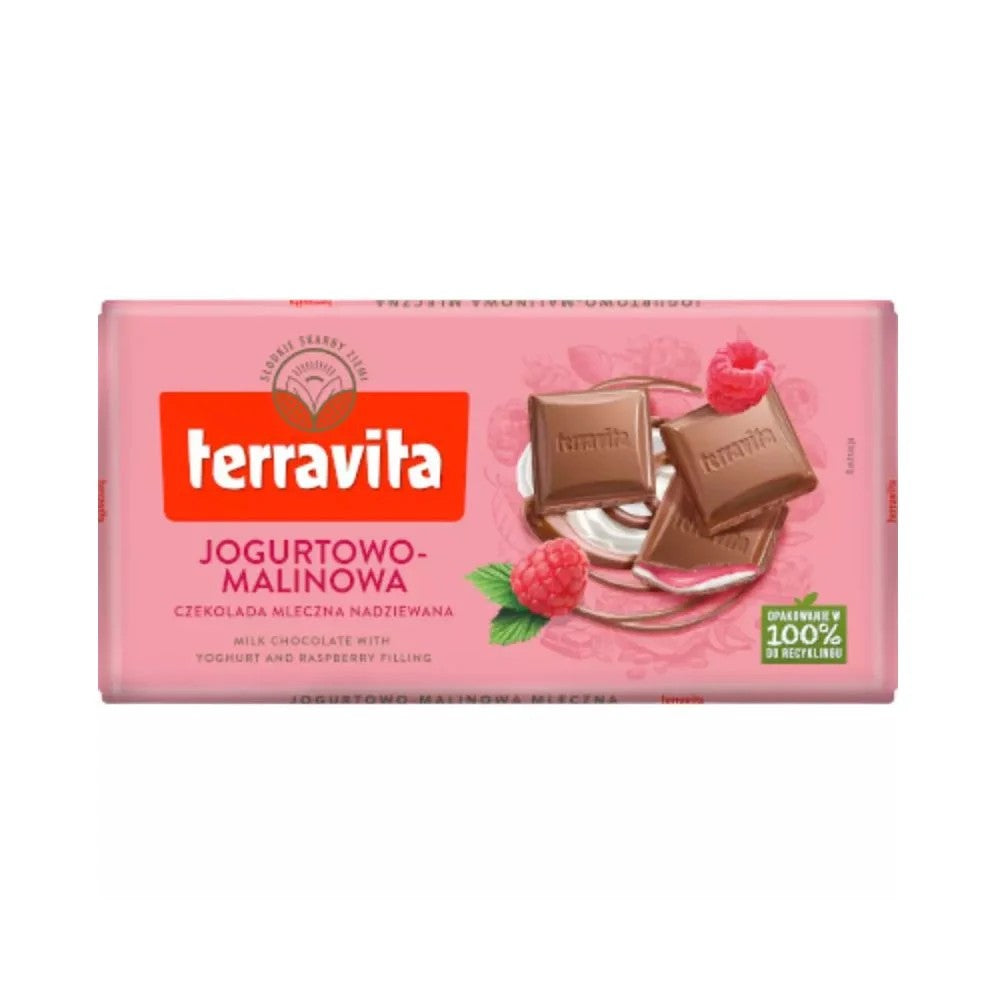 Chocolate ao Leite Terravita Recheio Iogurte e Framboesa 100g