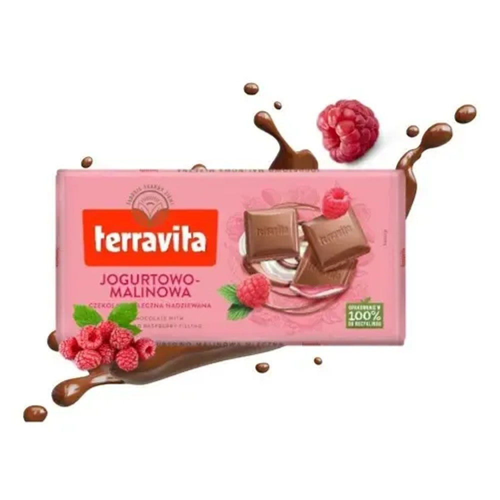 Chocolate ao Leite Terravita Recheio Iogurte e Framboesa 100g