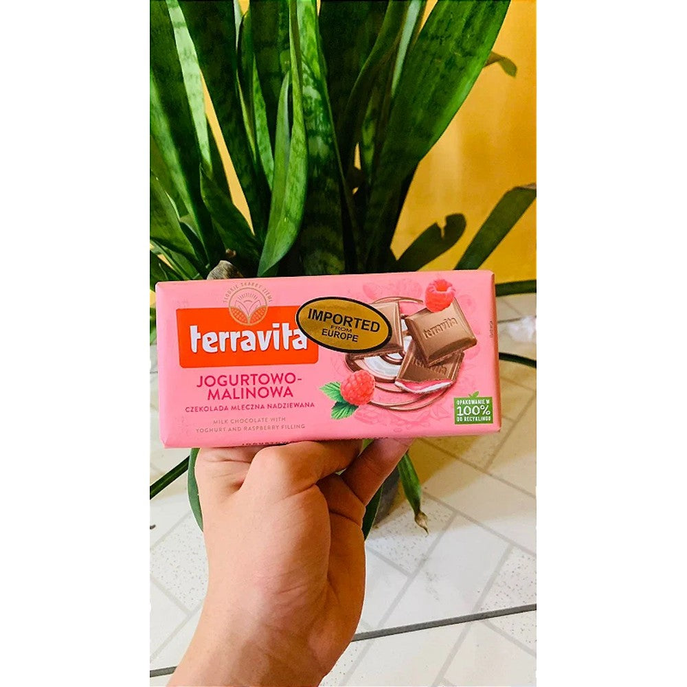 Chocolate ao Leite Terravita Recheio Iogurte e Framboesa 100g