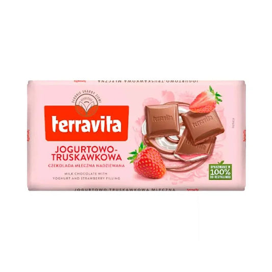Chocolate ao Leite Terravita com Recheio de Iogurte de Morango 100g