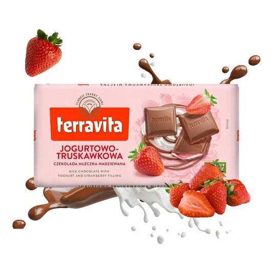 Chocolate ao Leite Terravita com Recheio de Iogurte de Morango 100g