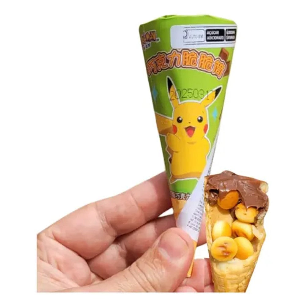 Cone Crocante Recheado com Chocolate Pokemon 80g