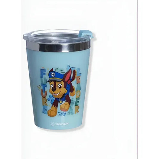 Copo Infantil Aço Inox Patrulha Canina Chase 300ml com Tampa Snap Zona Criativa
