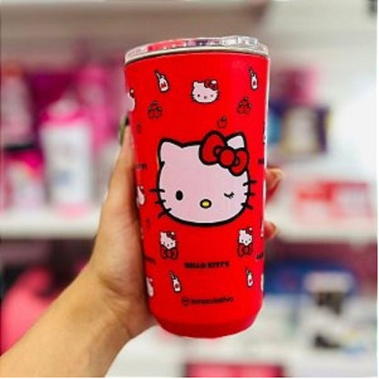 Copo Térmico Hello Kitty Sky 500ml Aço Inox Vermelho Zona Criativa