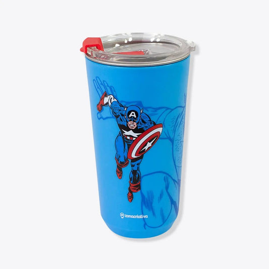 Copo com Tampa Capitão América Marvel 500ml Zona Criativa Térmico