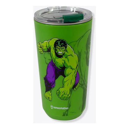 Copo com Tampa Hulk Marvel Zona Criativa 500ml Aço Inoxidável