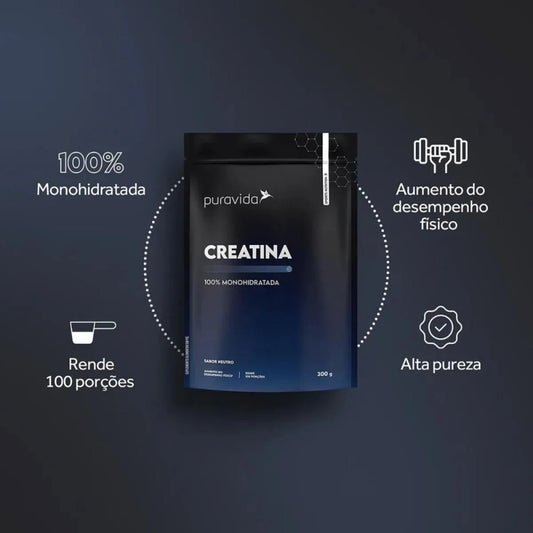 Creatina Monohidratada Puravida 300g Sabor Neutro Suplemento Esportivo