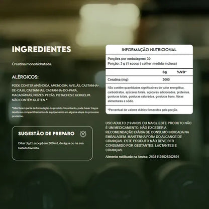 Creatina Pure Puravida 90g Vegana Sabor Neutro