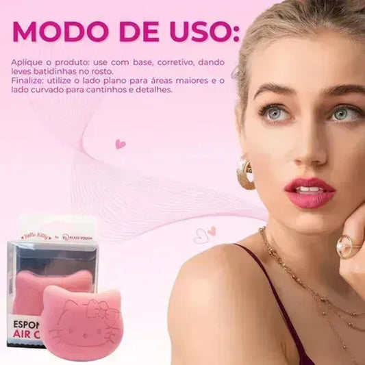 Esponja de Maquiagem Hello Kitty Klass Vough Macia para Base e Corretivo