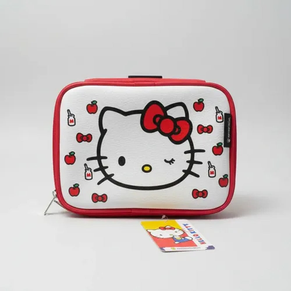 Estojo 100 Pens Hello Kitty Zona Criativa Box Grande Escolar Branco e Vermelho