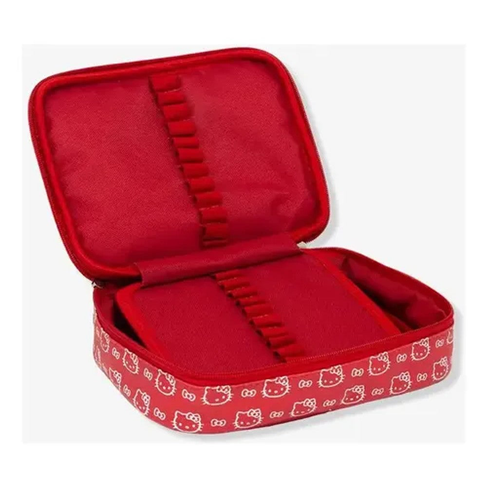 Estojo 100 Pens Hello Kitty Zona Criativa Box Grande Escolar Branco e Vermelho