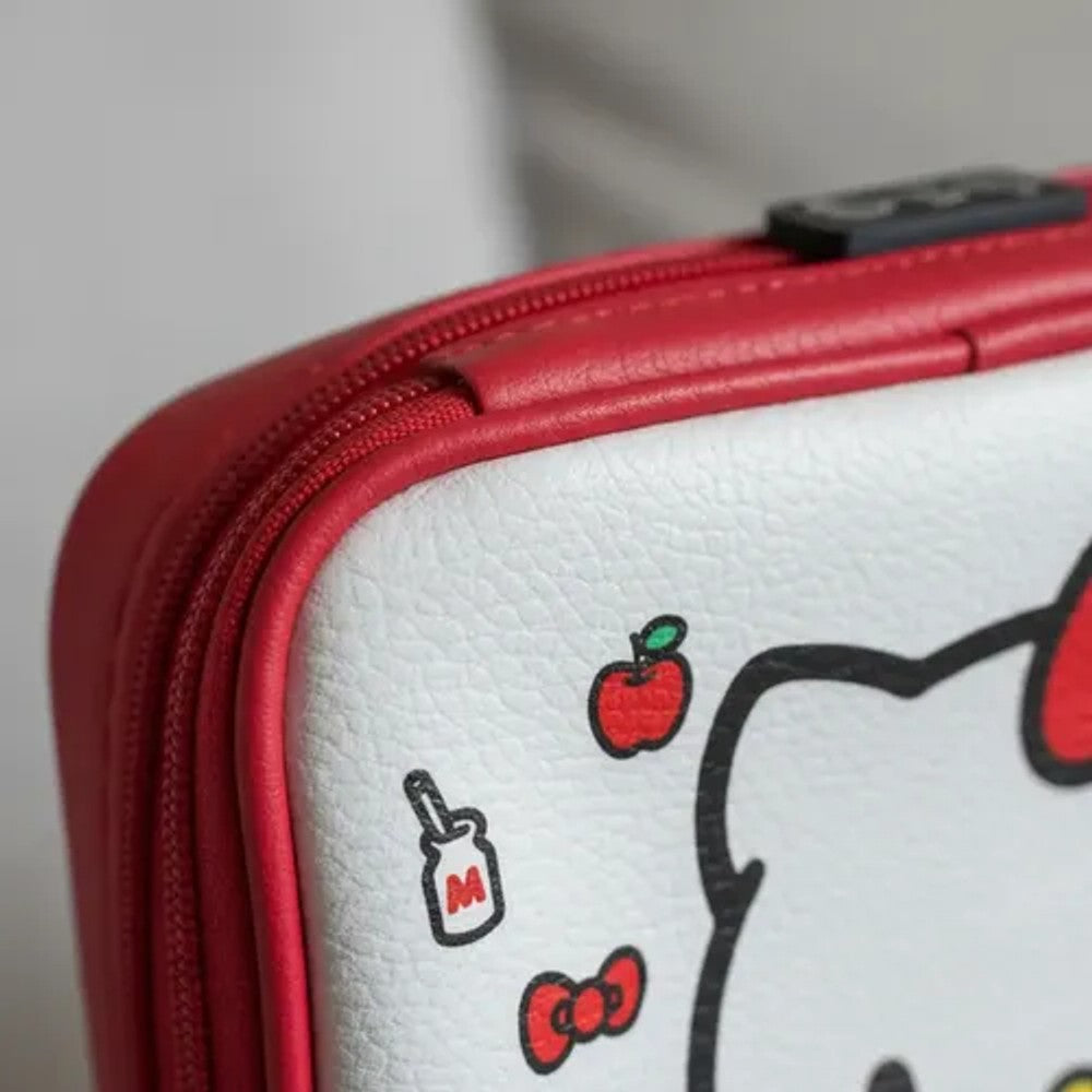 Estojo 100 Pens Hello Kitty Zona Criativa Box Grande Escolar Branco e Vermelho