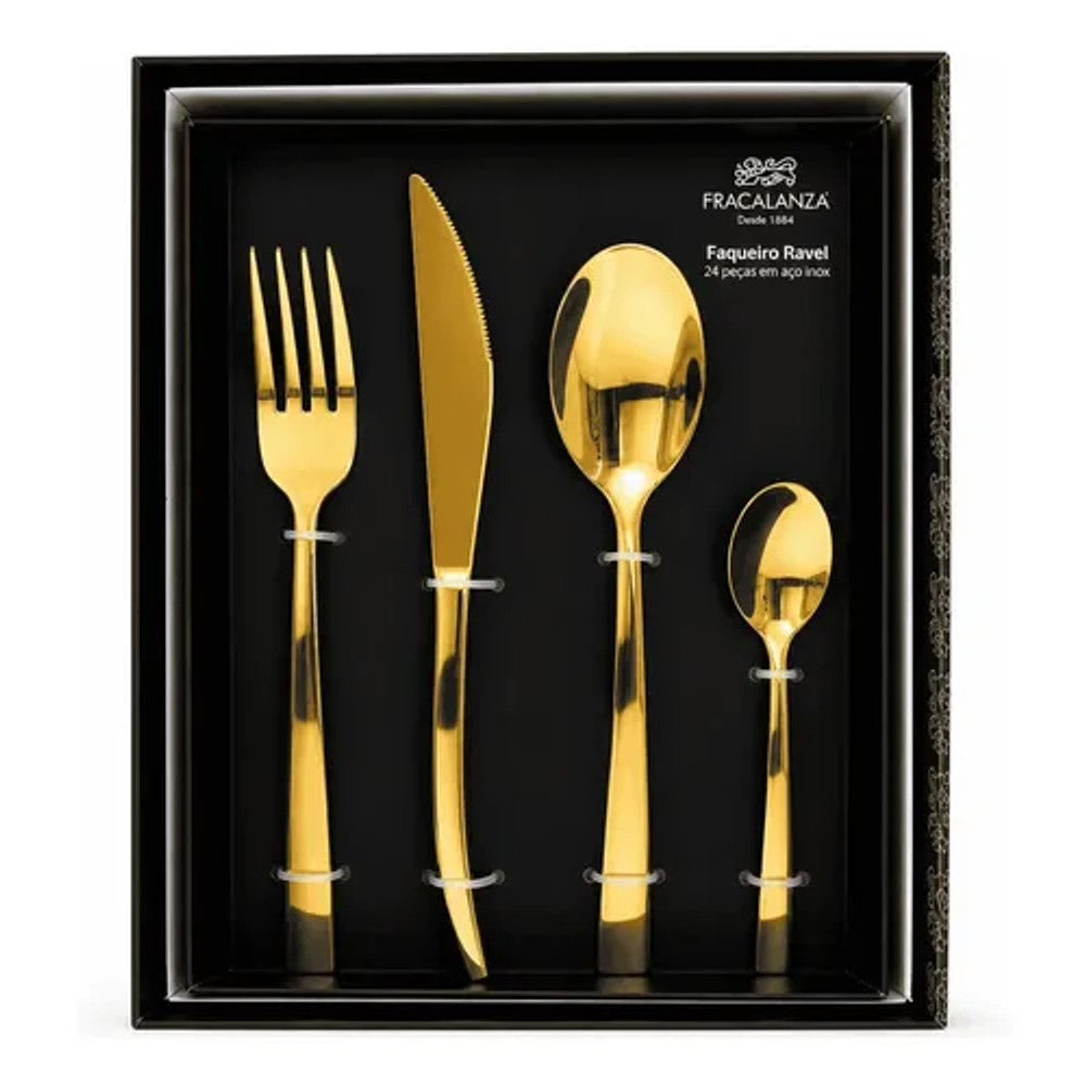 Faqueiro Fracalanza Ravel 24 Peças Aço Inox Champagne