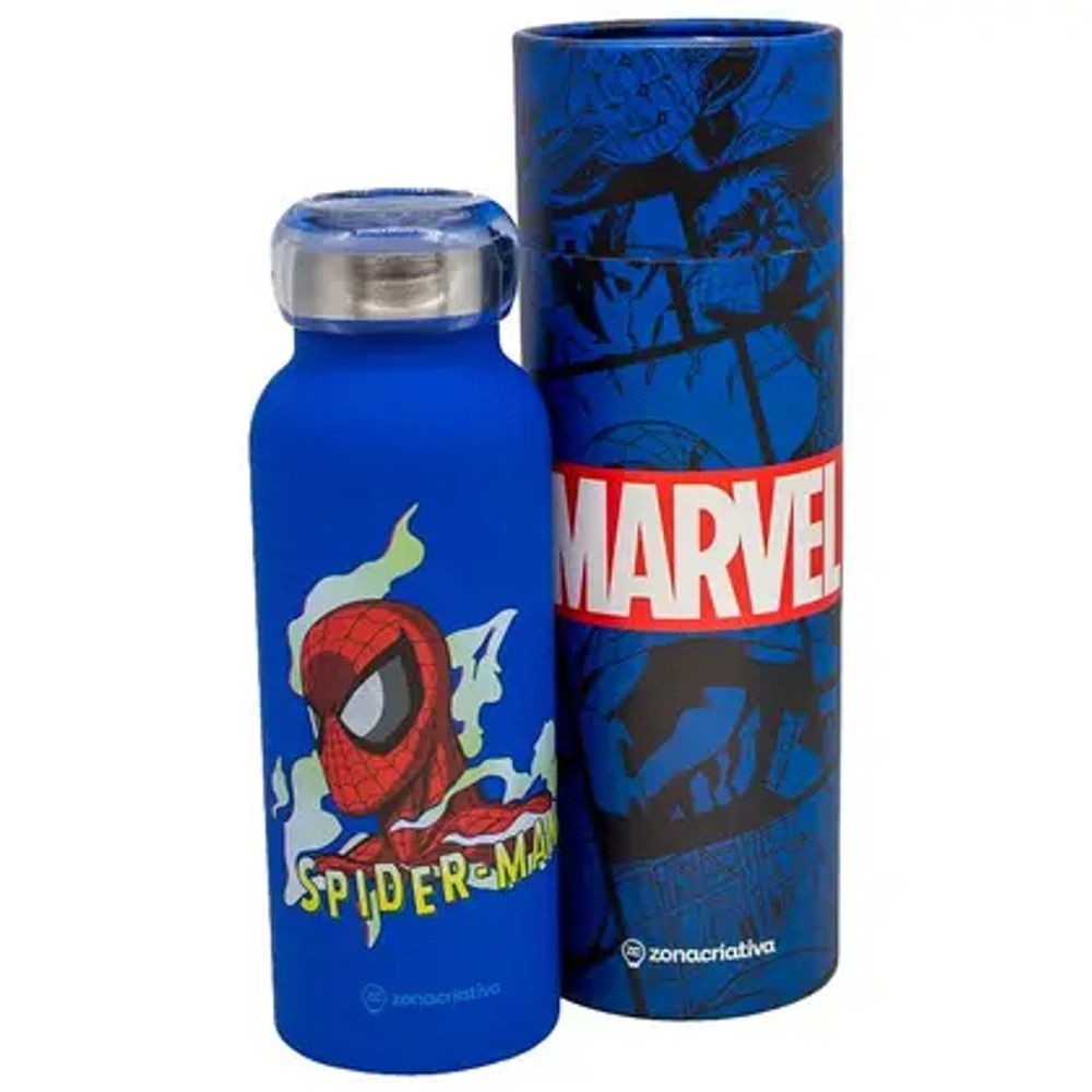 Garrafa Térmica Spider-Man 500ml Aço Inox Zona Criativa Azul
