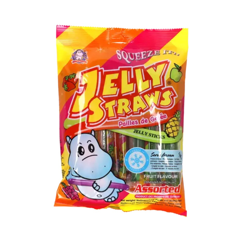 Gelatina Funny Hippo Jelly Straws Sabores Sortidos 300g