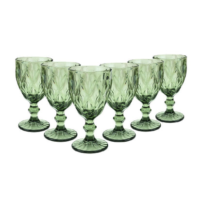 Jogo 6 Taças para Água Diamond Verde Lyor 320ml