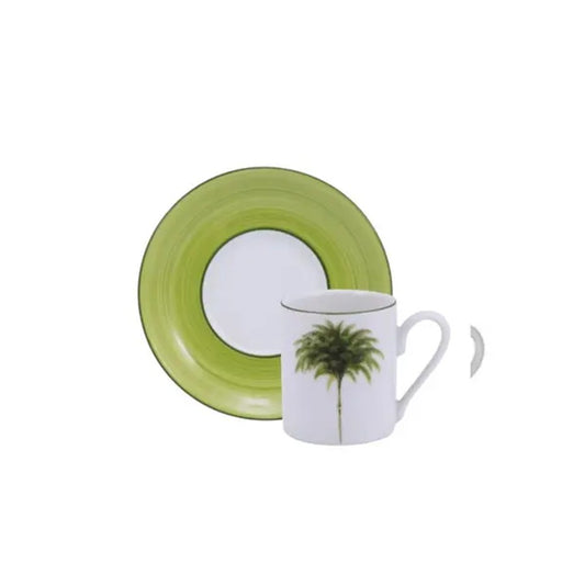 Jogo 6 Xícaras de Café com Pires Schmidt Palmeira Porcelana 60ml