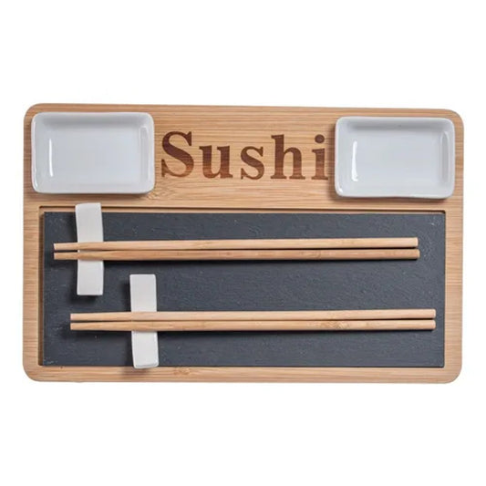 Jogo de Sushi Lhermitage 10 Peças em Ardósia 32x12cm