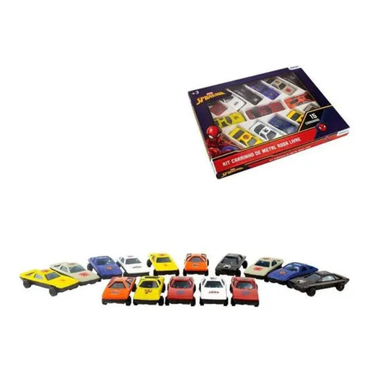 Kit 15 Carrinhos de Metal Homem Aranha Roda Livre Etitoys