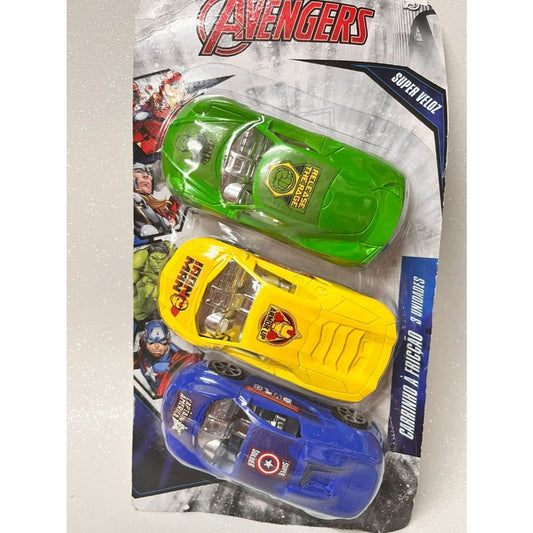 Kit 3 Carrinhos à Fricção Vingadores Marvel Etitoys