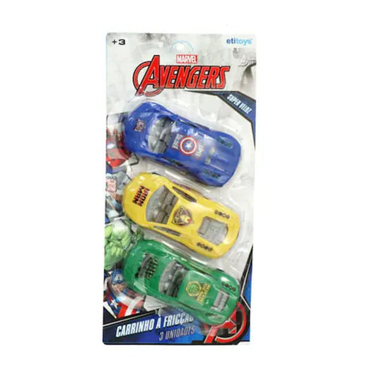 Kit 3 Carrinhos à Fricção Vingadores Marvel Etitoys
