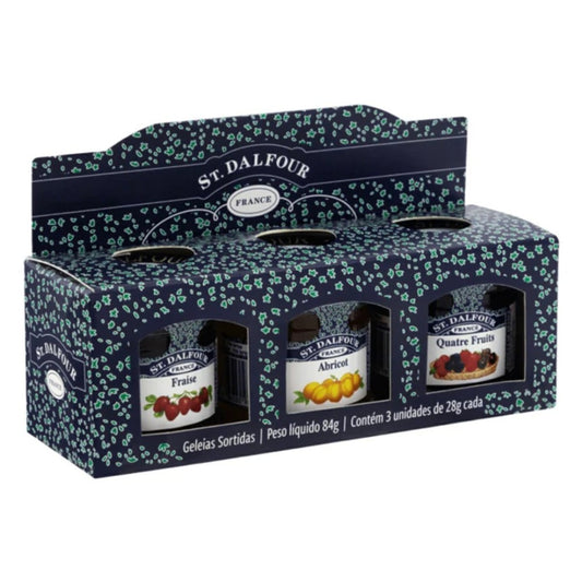 Kit 3 Mini Geleias St Dalfour 84g Morango Damasco e 4 Frutas