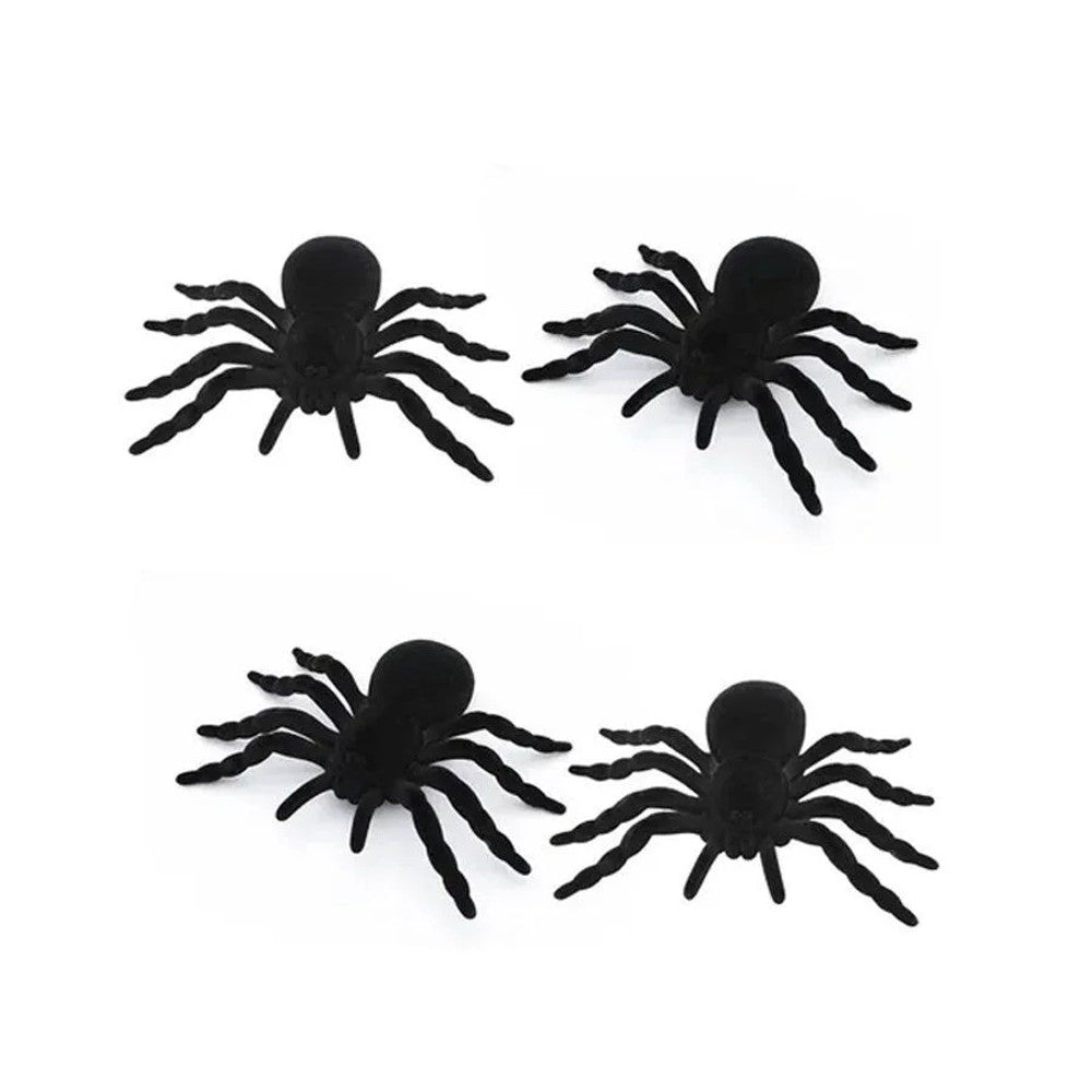 Kit 4 Aranhas de Halloween Silver Festas 7x11,5cm Decoração Temática