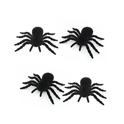 Kit 4 Aranhas de Halloween Silver Festas 7x11,5cm Decoração Temática