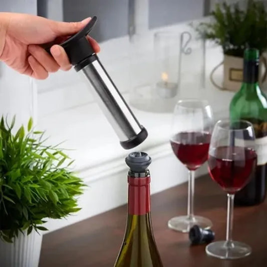 Kit Bomba a Vácuo para Vinho Mimo Style com 2 Rolhas e Estojo