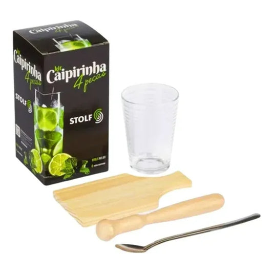 Kit Caipirinha 4 Peças Stolf com Tábua Copo Socador e Colher