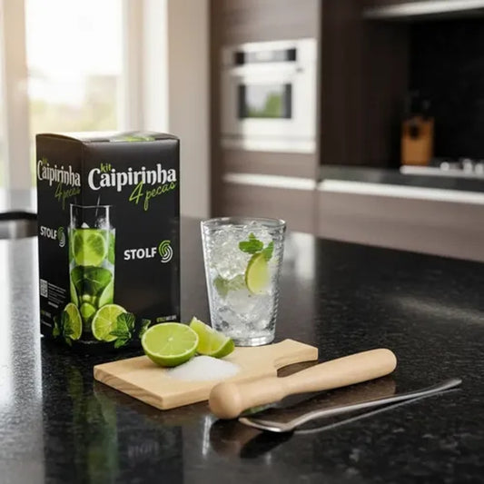 Kit Caipirinha 4 Peças Stolf com Tábua Copo Socador e Colher