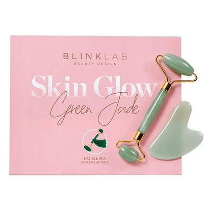 Kit Massageador Facial Jade Roller e Gua Sha Blinklab Lala Rudge