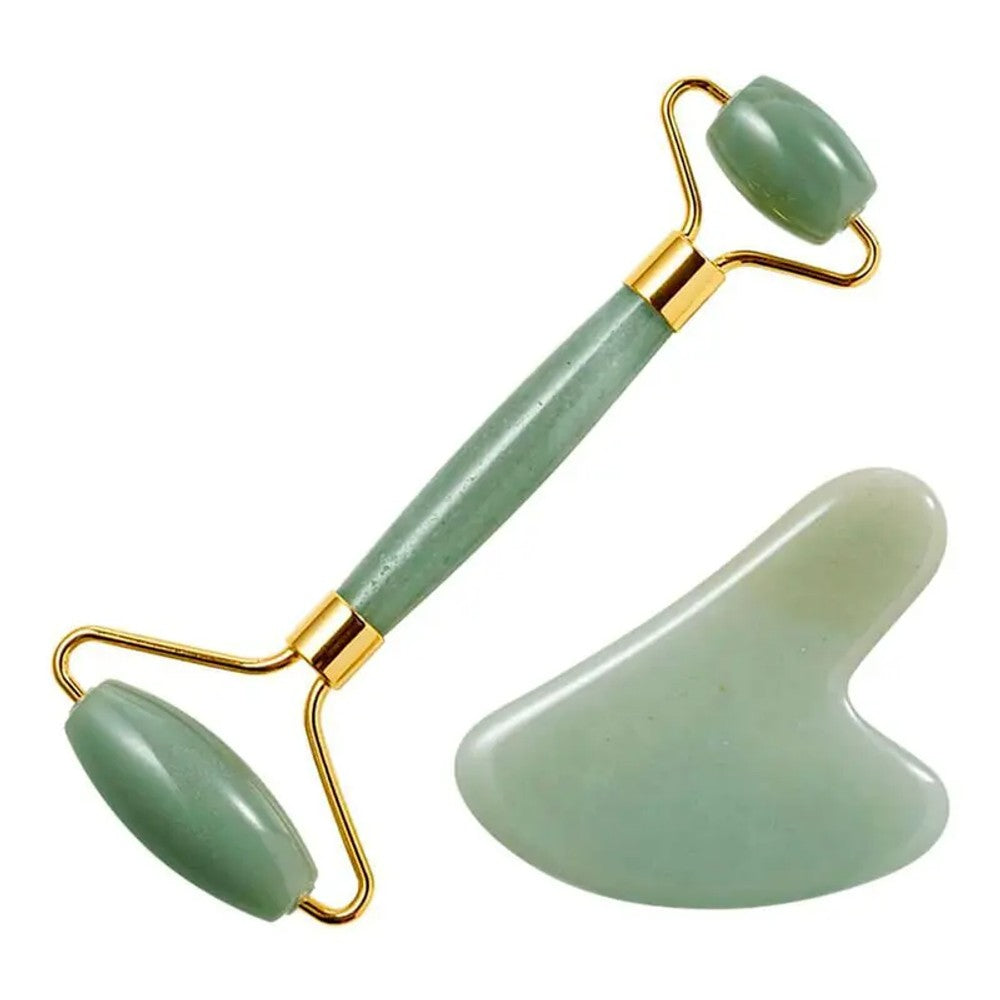 Kit Massageador Facial Jade Roller e Gua Sha Blinklab Lala Rudge