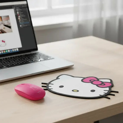Kit Mouse e Mouse Pad Hello Kitty Letron Ergonômico