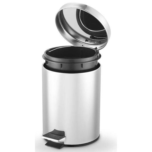 Lixeira Redonda Powermaid 5 Litros Aço Inox com Pedal e Soft Close