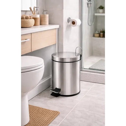 Lixeira Redonda de Aço Inox 5L Powermaid Polida