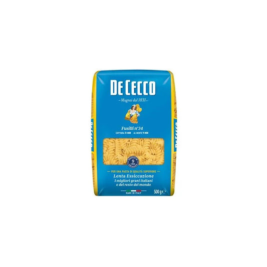 Macarrão Fusilli N°34 De Cecco 500g - Massa Italiana de Trigo Duro