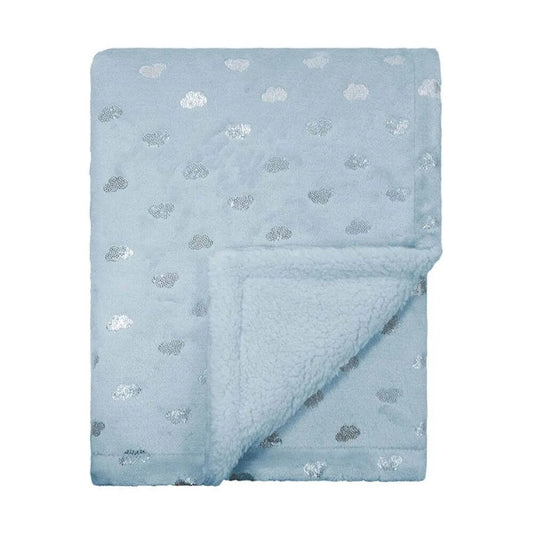 Manta Baby Sherpa Flannel Nuvenzinhas Azul 75x100cm Camesa
