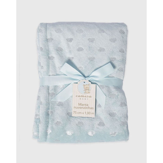 Manta Baby Sherpa Flannel Nuvenzinhas Azul 75x100cm Camesa