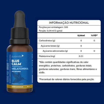 Melatonina Blue Calm Puravida Sabor Maracujá 20ml