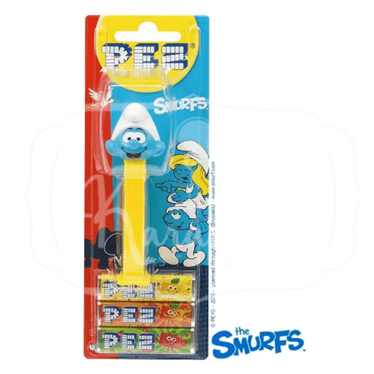 Pastilha Pez Smurfs Sabor Morango Limão e Framboesa Blister 25,5g