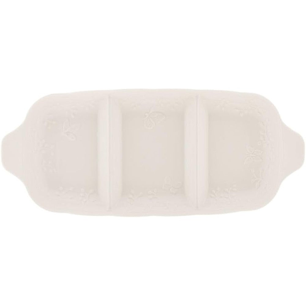 Petisqueira de Porcelana Lyor Butterfly Flower 3 Divisórias 35cm