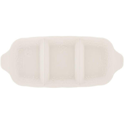 Petisqueira de Porcelana Lyor Butterfly Flower 3 Divisórias 35cm