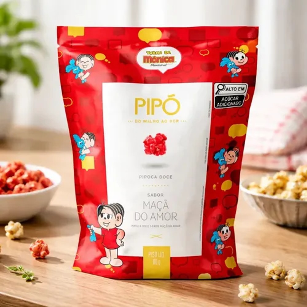 Pipoca Gourmet Doce Sabor Maçã do Amor 80g Pipó